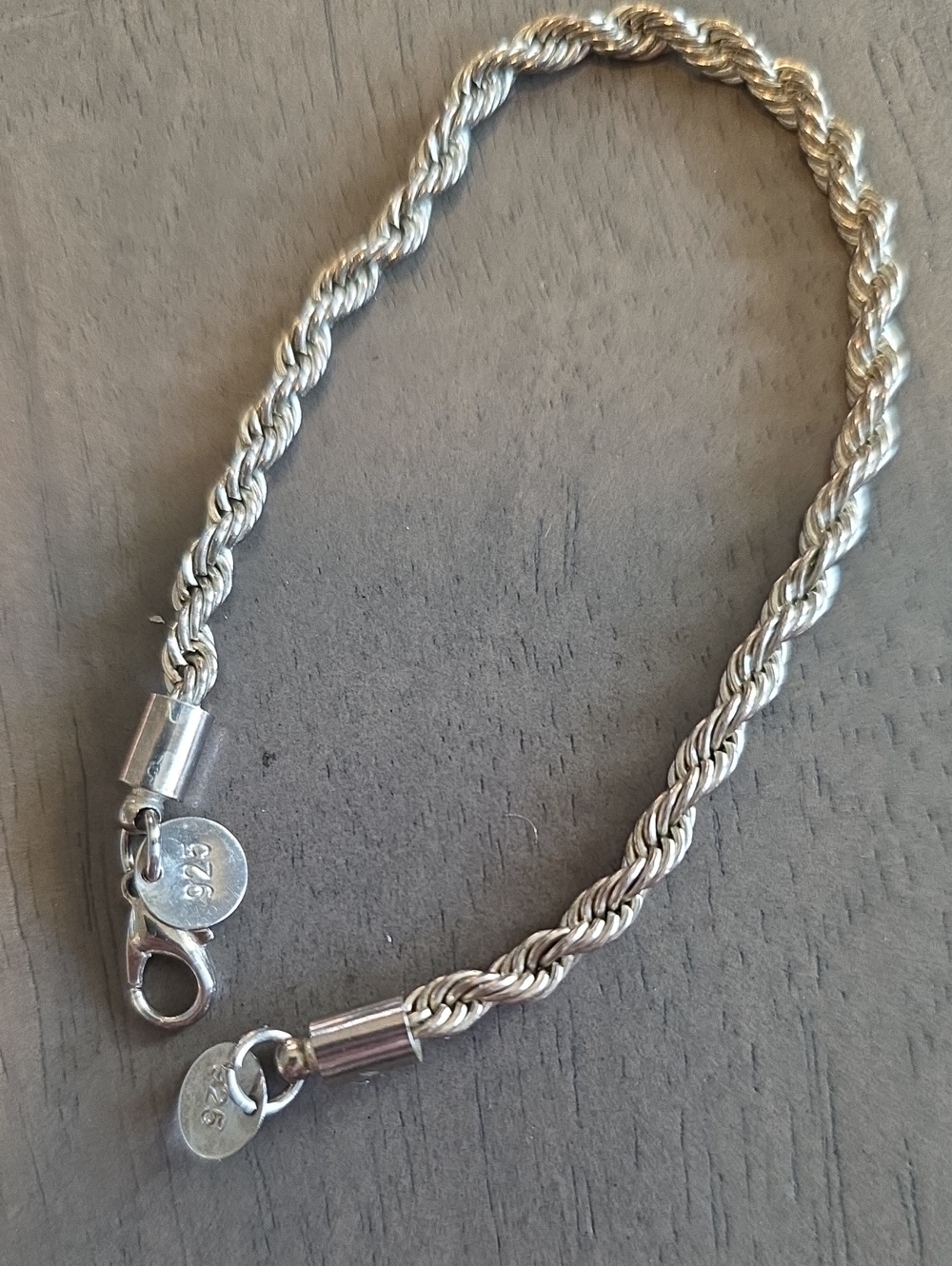 Sterling Silver .925 Rope Chain Bracelet
